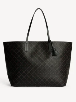 New By Malene Birger Abi tote bag med print DarkChokolate
