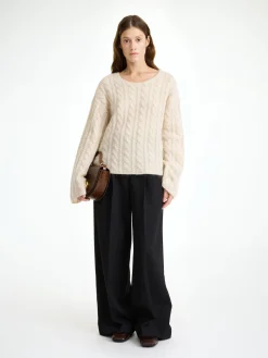 Fashion By Malene Birger Cierra sweater i kabelstrik OysterGray