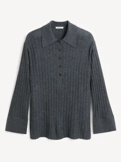 New By Malene Birger Delphine sweater i merinould Jetgrey
