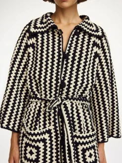 Sale By Malene Birger Dina frakke CrochetBlack&White