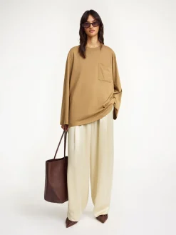 Best By Malene Birger Fayeh lang&aelig;rmet T-shirt LightBrown