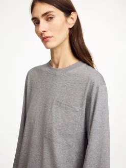 Fashion By Malene Birger Fayeh lang&aelig;rmet T-shirt GreyMelange