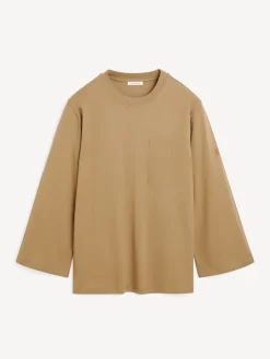 Best By Malene Birger Fayeh lang&aelig;rmet T-shirt LightBrown