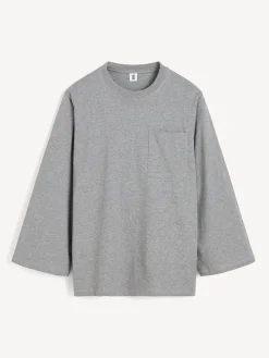 Fashion By Malene Birger Fayeh lang&aelig;rmet T-shirt GreyMelange