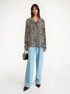 Clearance By Malene Birger Fayette skjorte i silkeblanding Zebra