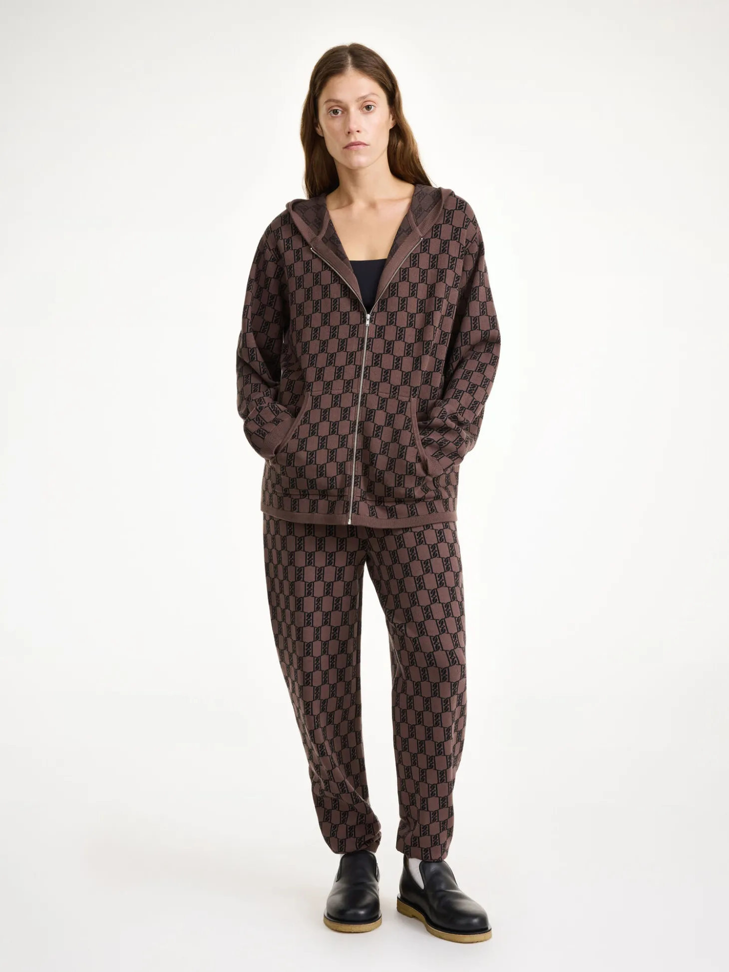 Fashion By Malene Birger Felipa hættetrøje DarkMahogany