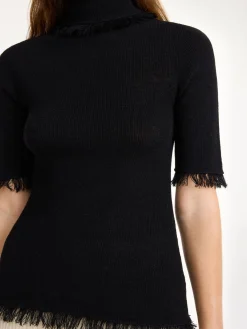 New By Malene Birger Jaxa top i uldblanding Black