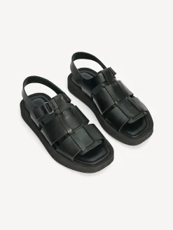 Outlet By Malene Birger Kleva l&aelig;dersandaler Black