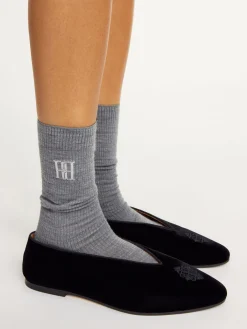 Hot By Malene Birger Leiano str&oslash;mper i uldblanding GreyMelange