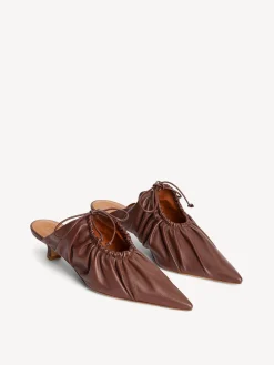 Hot By Malene Birger Masey mules i l&aelig;der DarkMahogany