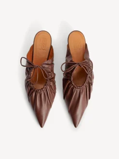 Hot By Malene Birger Masey mules i l&aelig;der DarkMahogany