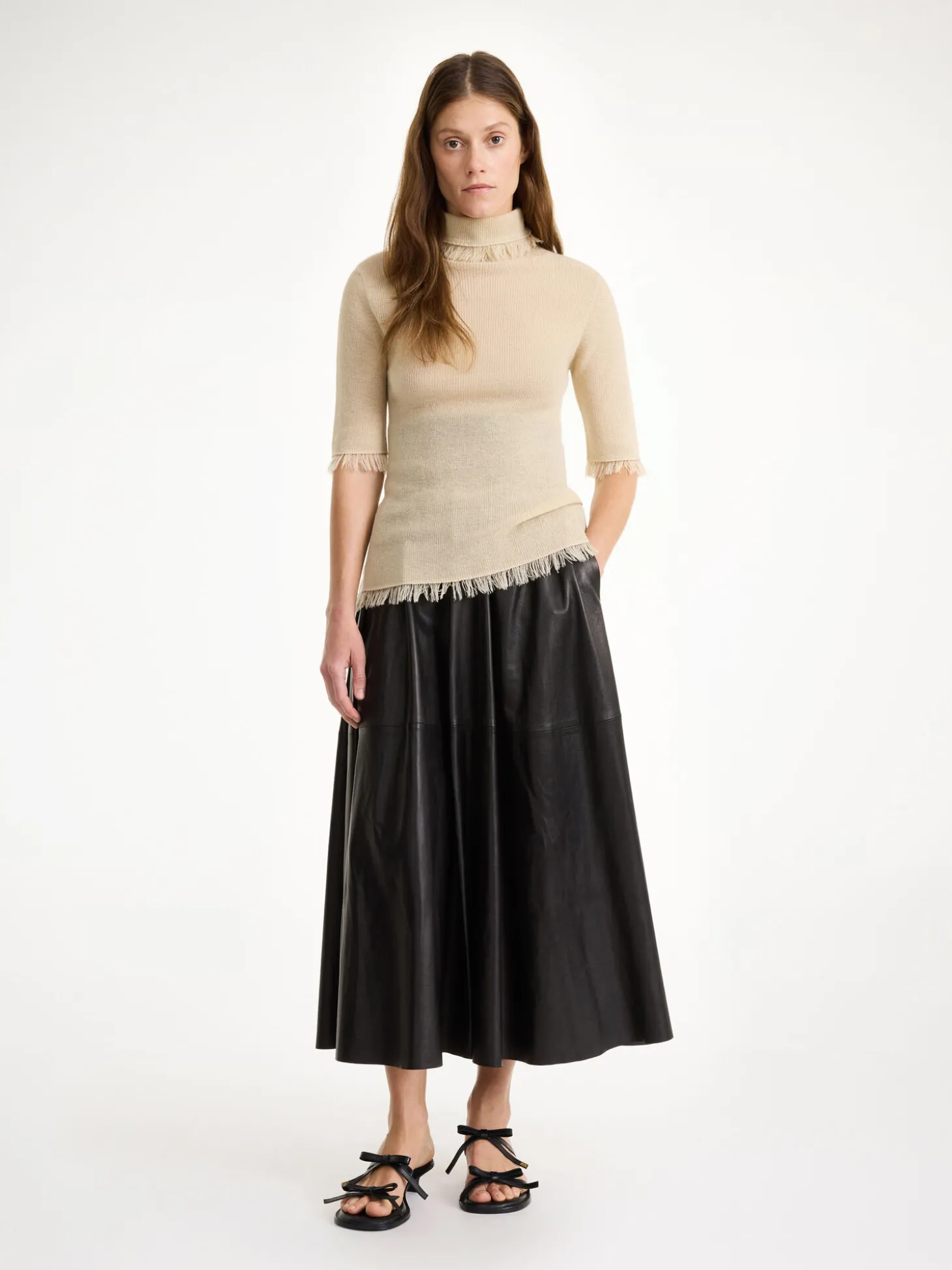 New By Malene Birger Mivilo midinederdel i læder Black