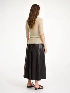 New By Malene Birger Mivilo midinederdel i l&aelig;der Black