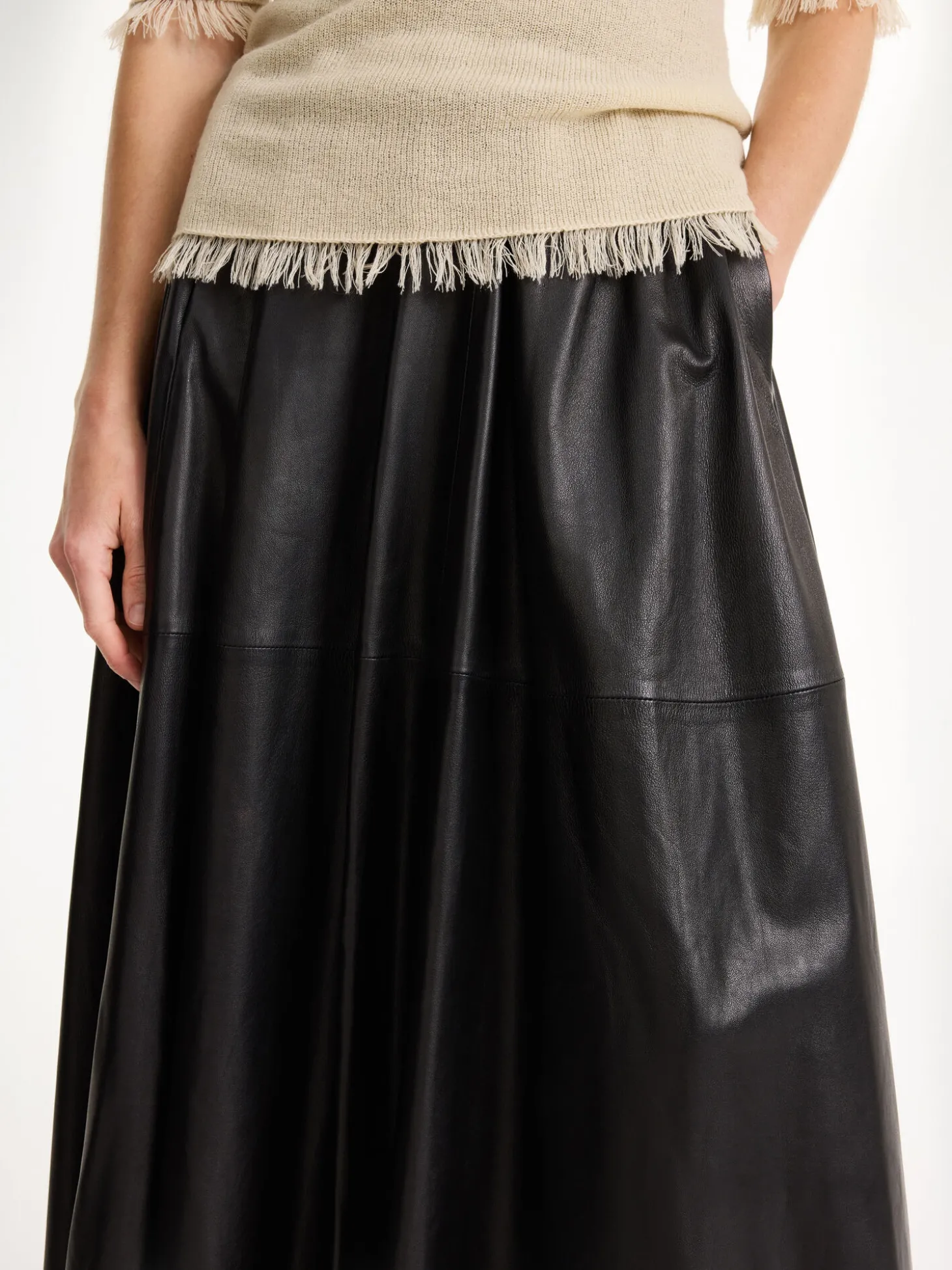 New By Malene Birger Mivilo midinederdel i læder Black