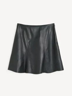 Hot By Malene Birger Naommi mininederdel i l&aelig;der Black