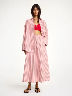 Discount By Malene Birger Pheobes nederdel i &oslash;kologisk bomuld RedWhiteStripes