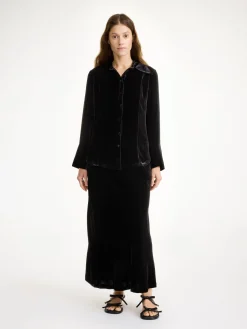 New By Malene Birger Rosiannas fløjlsskjorte Black