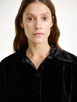 New By Malene Birger Rosiannas fl&oslash;jlsskjorte Black