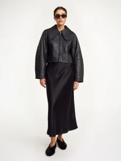 Discount By Malene Birger Rowani l&aelig;derjakke Black