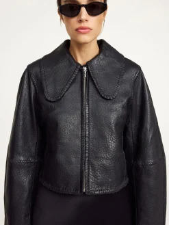 Discount By Malene Birger Rowani l&aelig;derjakke Black