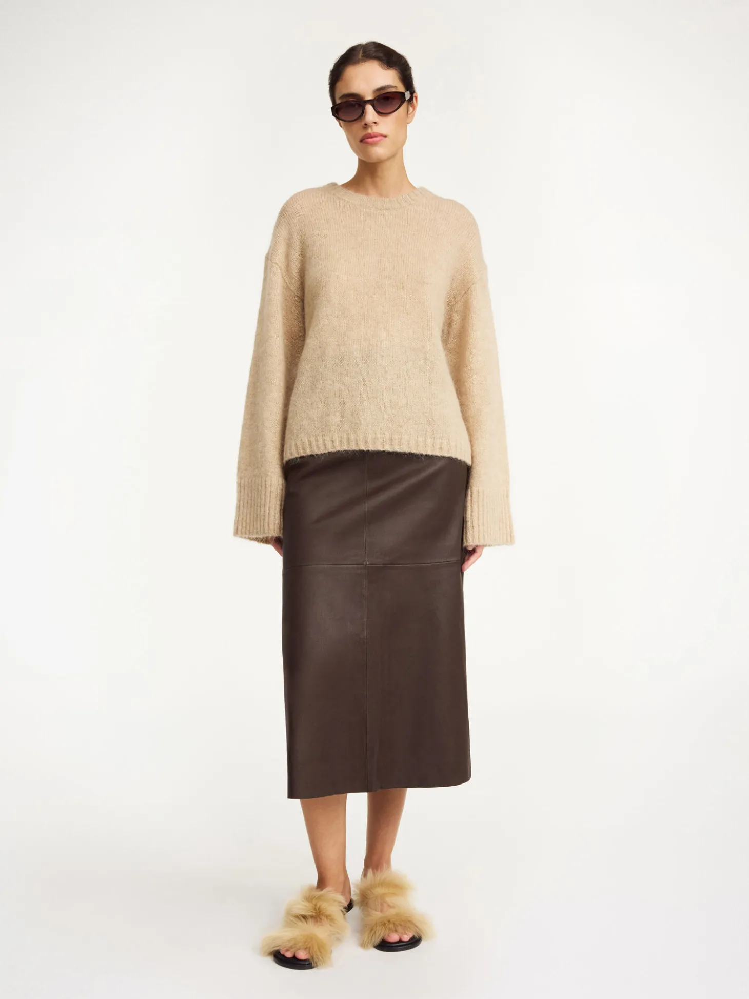 Fashion By Malene Birger Simoas lædernederdel DarkMahogany