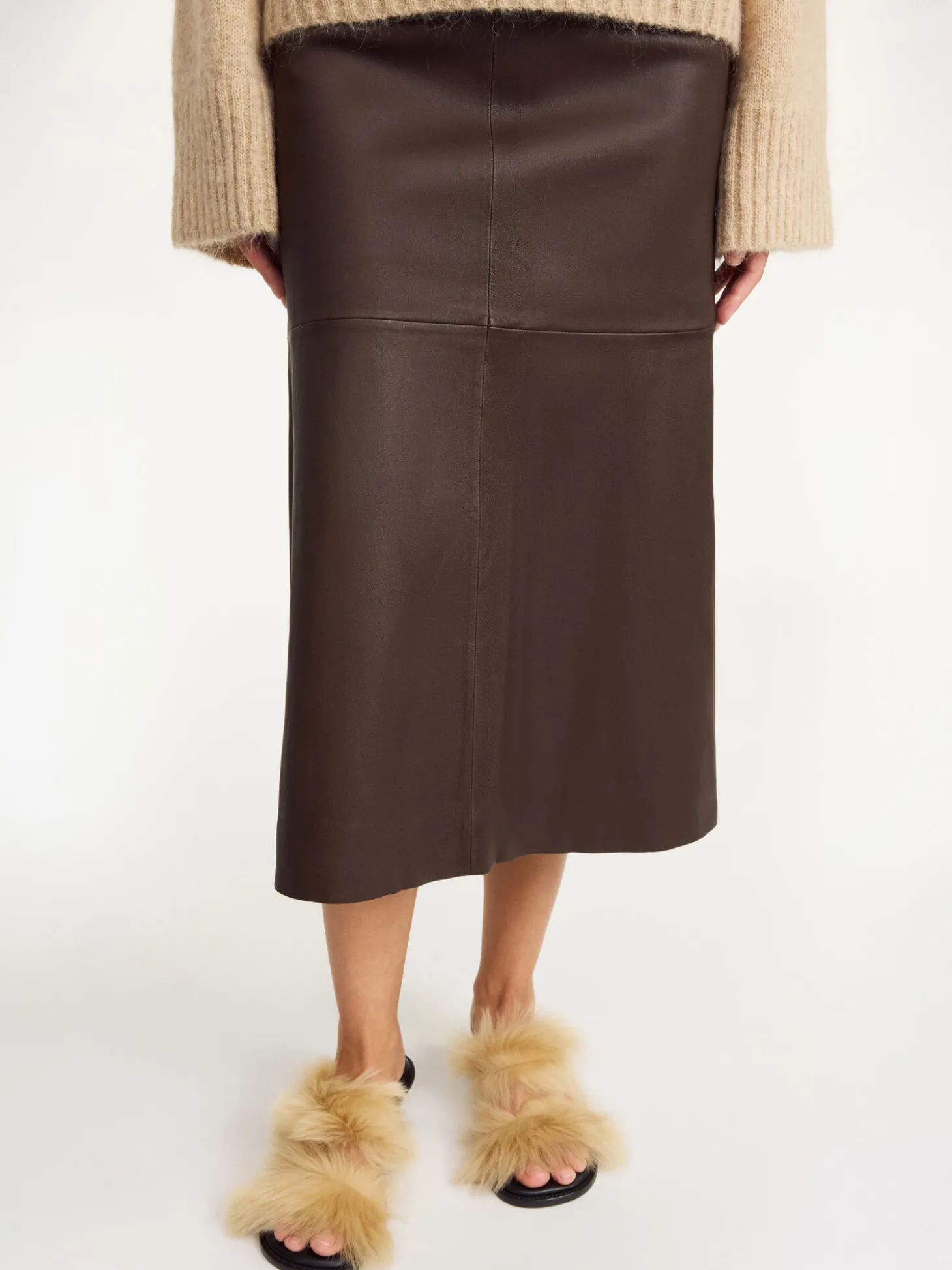 Fashion By Malene Birger Simoas lædernederdel DarkMahogany