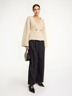 Clearance By Malene Birger Tinley cardigan i uld TwillBeige