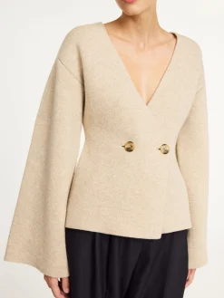 Clearance By Malene Birger Tinley cardigan i uld TwillBeige