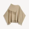 Best By Malene Birger Turtma poncho i uld GreyBrownMelange