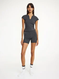 Hot By Malene Birger Venazia tr&aelig;ningstop MonogramBlack&Grey